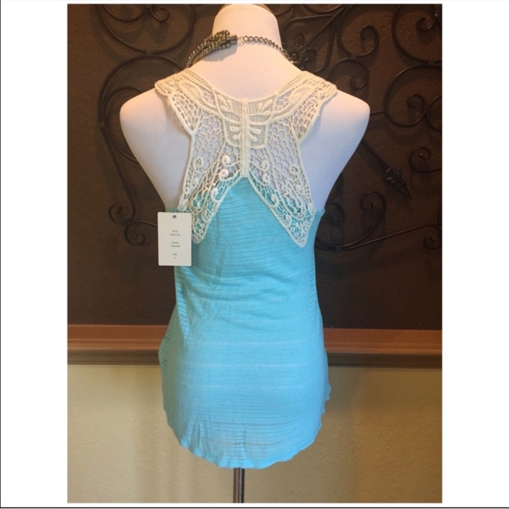 Pink Rose Aqua Lace Top